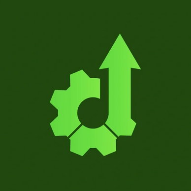 Abstract logo with upward arrow symbolizing growth and progress