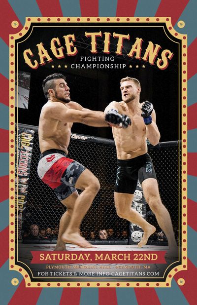 Two fighters compete in Cage Titans Fighting Championship match poster.