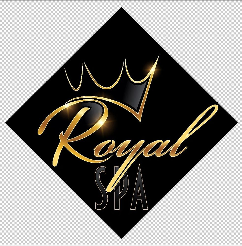 Elegant gold and black logo for Royal Spa with a crown symbol.