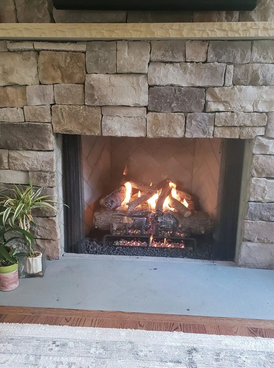 Wood burning fireplace