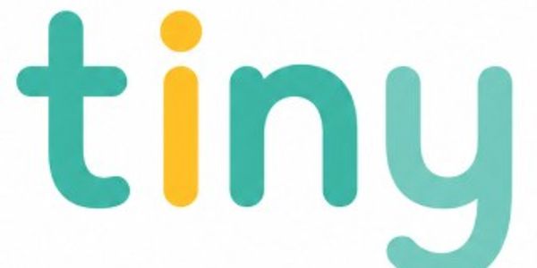 The word 'tiny' in colorful, rounded letters with the 'i' in orange.