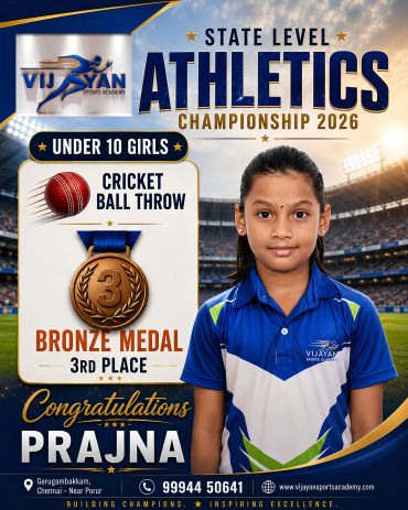 Young girl wins bronze in cricket ball throw at state athletics.