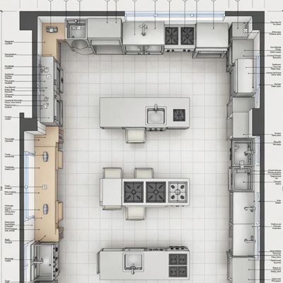 Commercial kitchen design layout for a restaurant in Cardiff