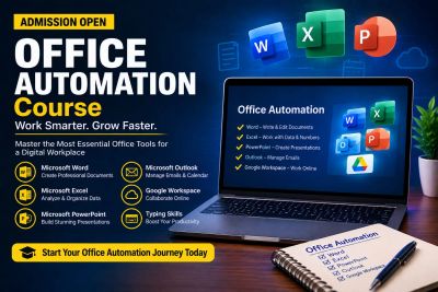 Office Automation course enrollment now open, including key software skills.