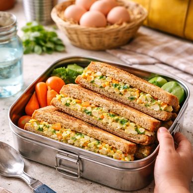 Egg sandwich for school tiffin made with Henora free-range desi eggs in Bengaluru