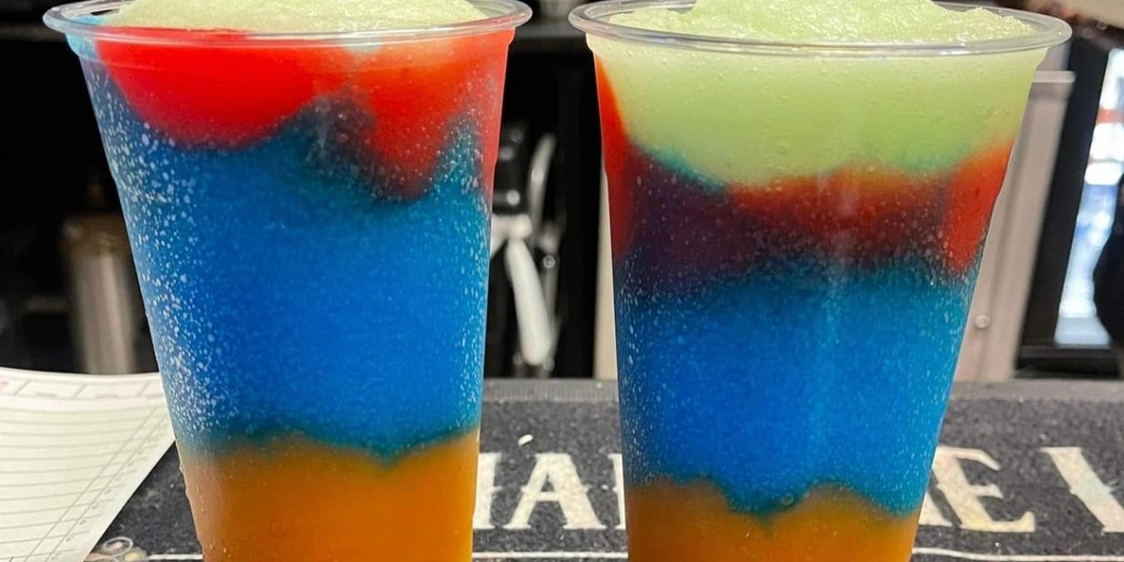 Frozen daiquiris:
Piña colada
Peach
Strawberry
Blue raspberry
Lime margarita