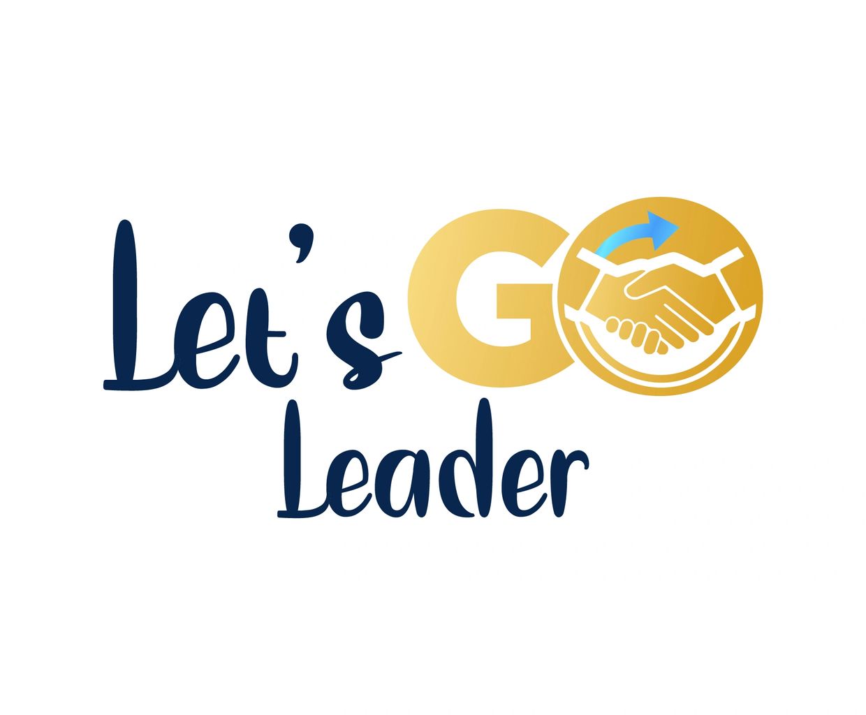 Logo with 'Let's GO Leader' and handshake symbol inside a gold circle.