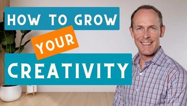 A man smiling with text about growing creativity.