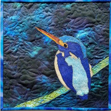 Blue-eared Kingfisher - 12"x12"
