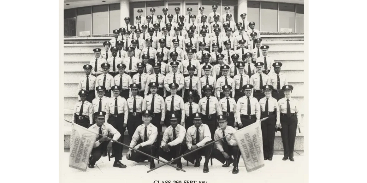 Group photo of police officers from Class 260, September 1984.