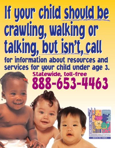 NJ Early Intervention Poster with referral phone number