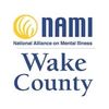 Logo - NAMI Wake County, bold blue font on a white background with a golden decorative image