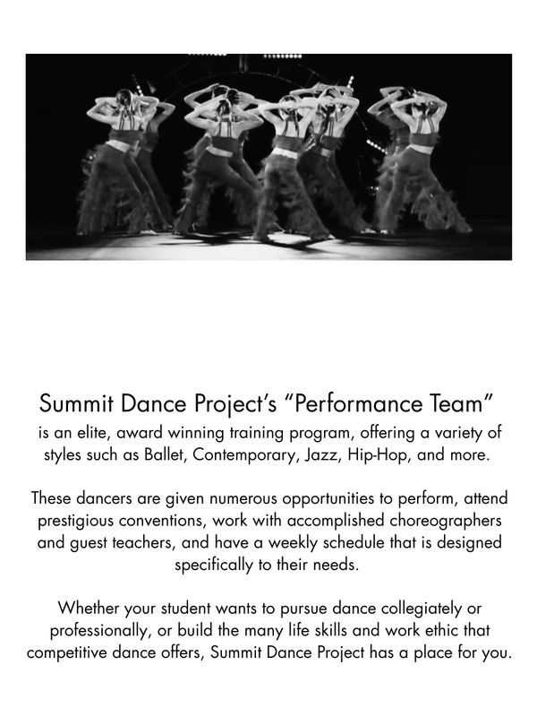 Summit Dance Project's elite performance team dancing in synchronized routine.