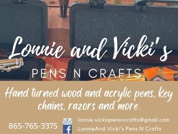 Hand turned wood and acrylic pens, key chains, razors and more 

lonnie.vickipensncrafts@gmail.com

