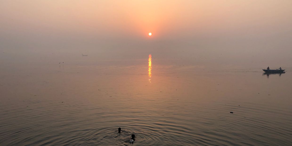 Sunrise over the Ganges in Varanasi, India