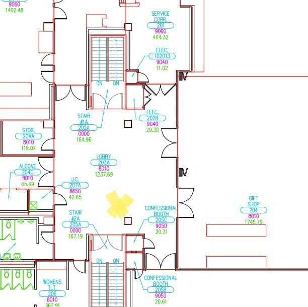 Auditorium Reception
Room: 2-500
1,992 SQ. FT

Chapel Hall
Room: 203-A
1,240 SQ. FT