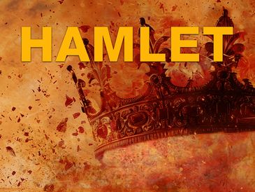 A regal crown with the word HAMLET in bold yellow letters.