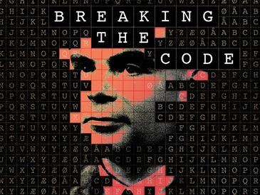 A stylized poster of Alan Turing with the text 'Breaking the Code'.