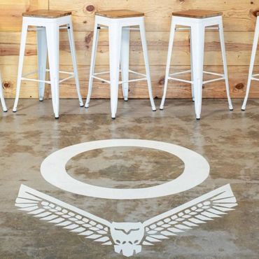 hand painted floor Ojai Valley Brewery
OVB los angeles sign painter hand made signage environmental