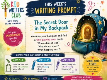 Writing prompt about a secret door in a backpack for kids.