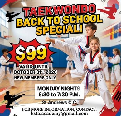 Taekwondo back to school special for $99.