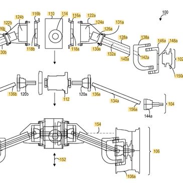 Exploded view of modular axle components