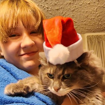 Girl holding a cat
