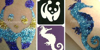 Glitter Tattoos for Party Entertainment, Childrens Party Fun, Waterproof Art, Temporary Tattoos 