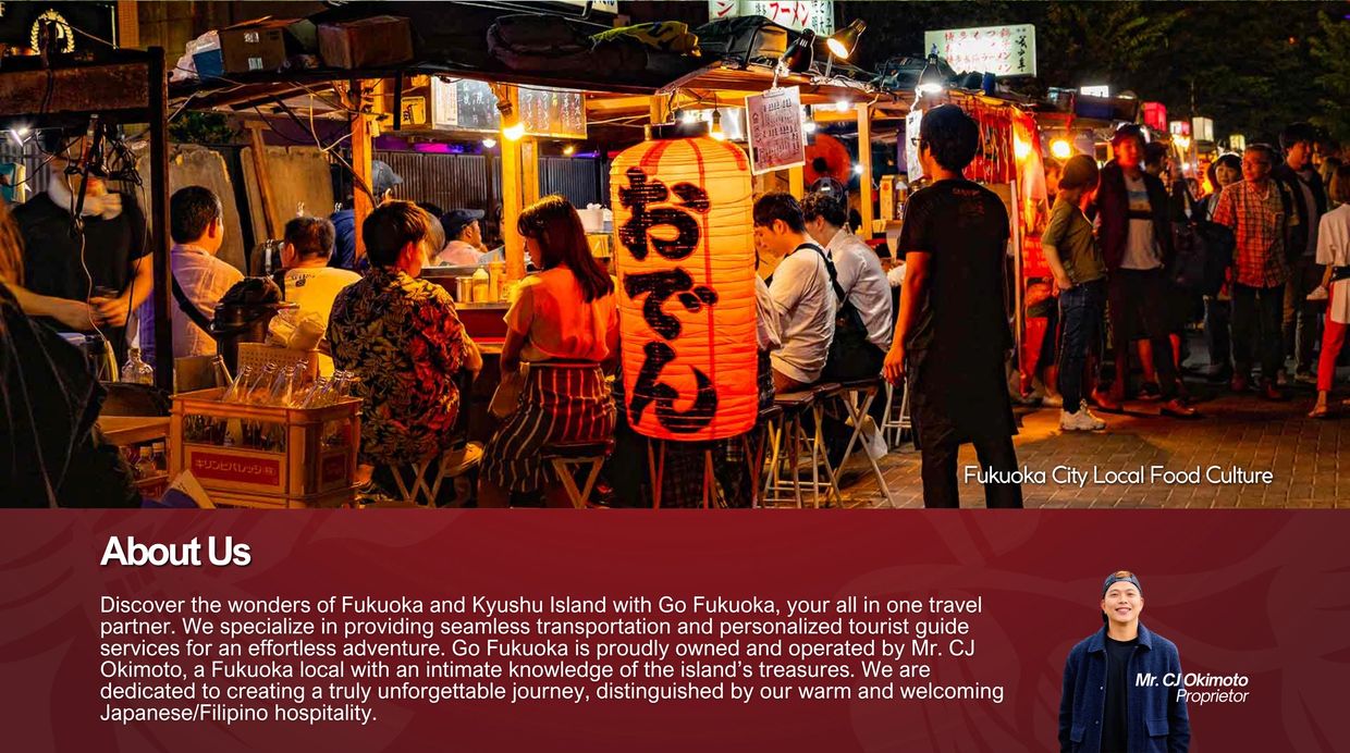 Night scene of Fukuoka street food stalls bustling with locals and tourists.