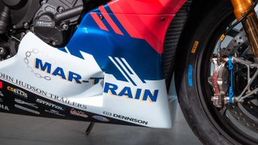 Mar-Train Racing Yamaha - British Superbike using our Caliper spacers anodised blue