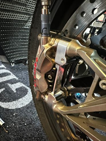 Brake caliper spacers installed ready to accept GB Racing Air ducts