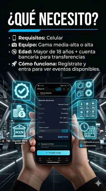 Requisitos para registrarse y ver eventos en paparatz.