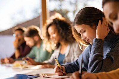 People are studying in the room