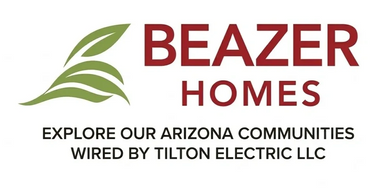 Beazer Homes logo with a green leaf design and Arizona community promotion.