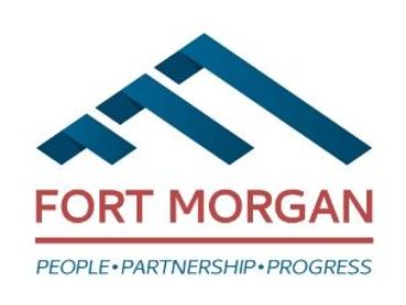 Fort Morgan logo with mountain design and tagline.