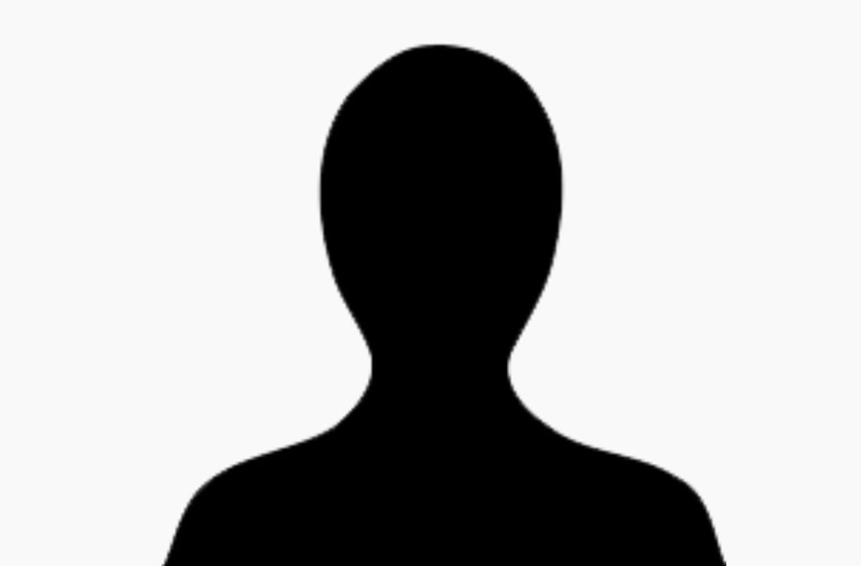 Black silhouette of a person on a white background.