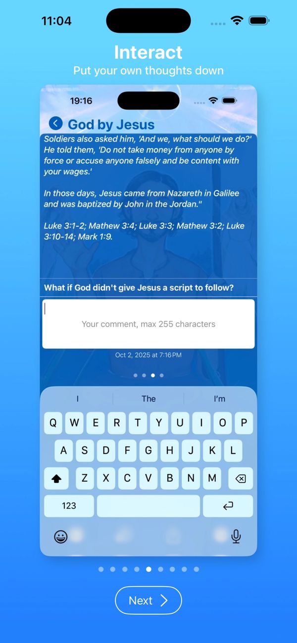Example of entering answers to the questions.