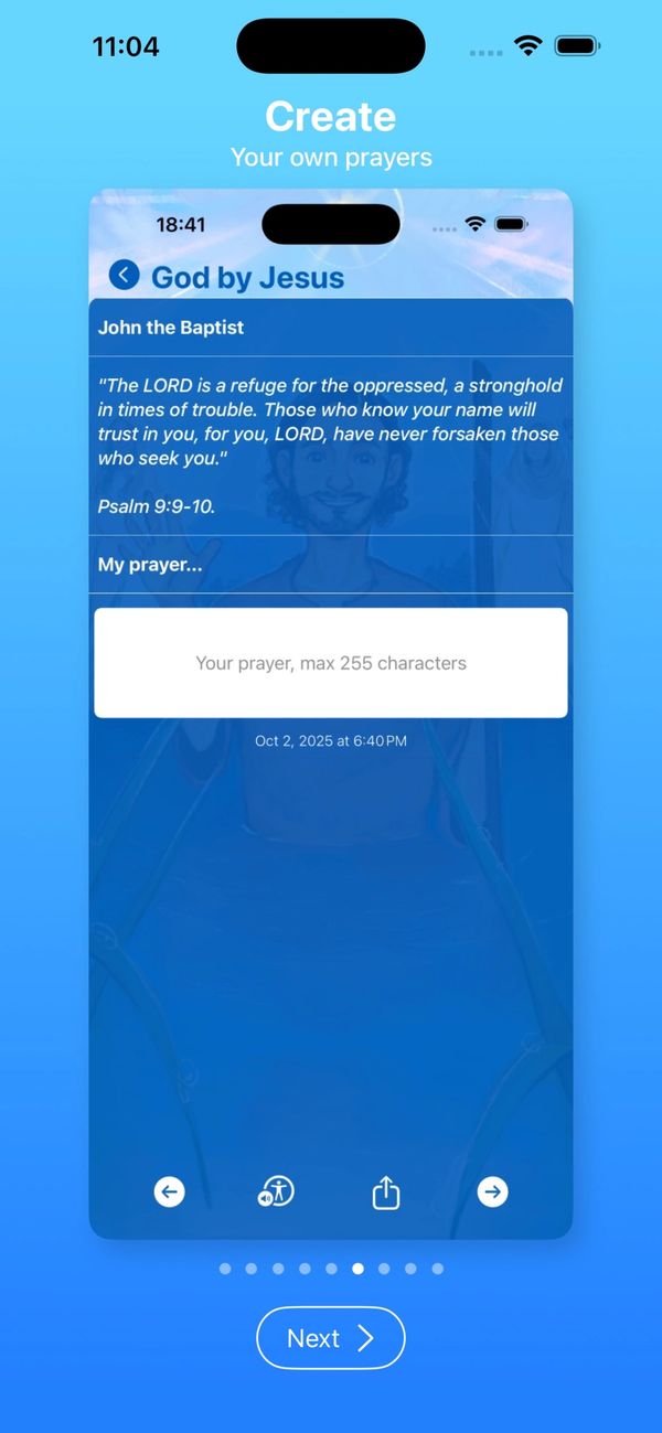 Example of entering prayers.