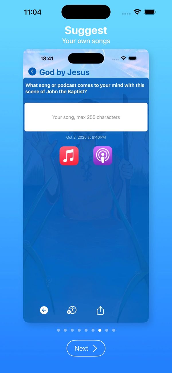 Example of entering songs' names.