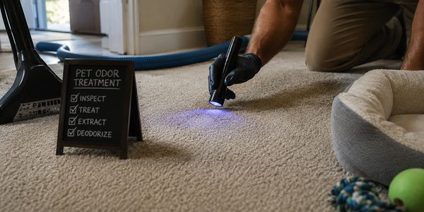 Professional pet odor inspection and urine treatment on carpet in Bethlehem and Lehigh Valley PA