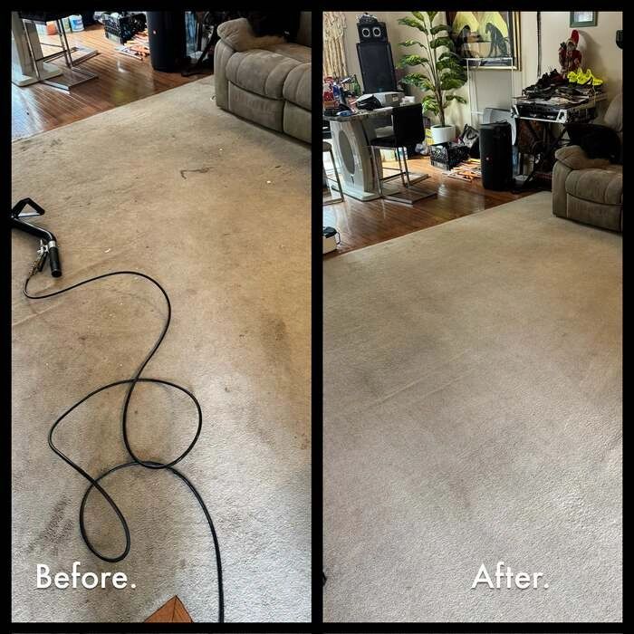 Before and after carpet cleaning results — Lehigh Valley PA home