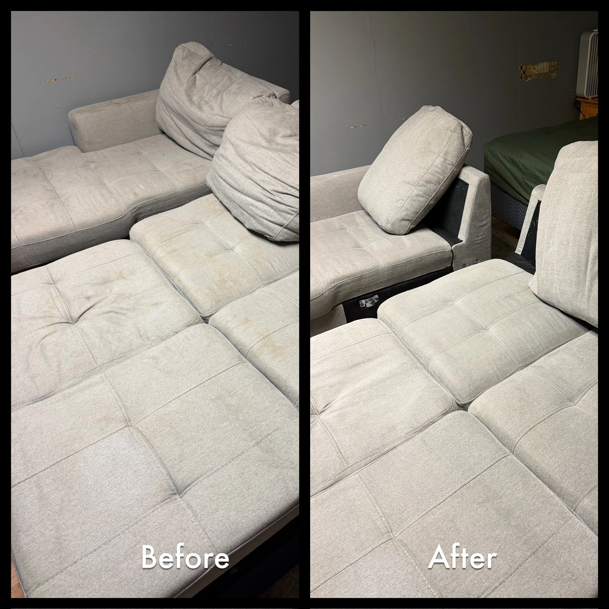 Before and after sectional sofa cleaning — Bethlehem PA