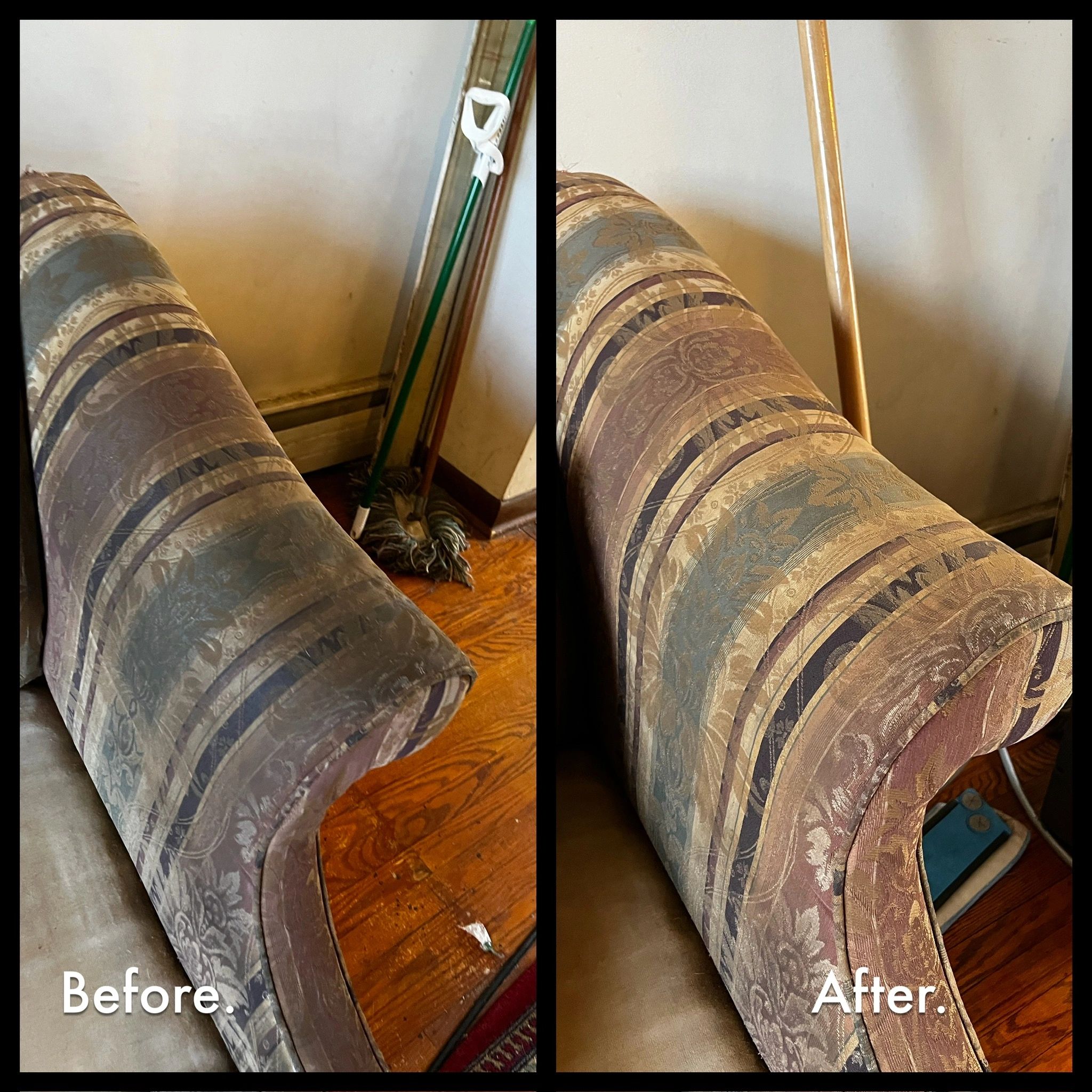 Before and after upholstered chair cleaning — Lehigh Valley PA