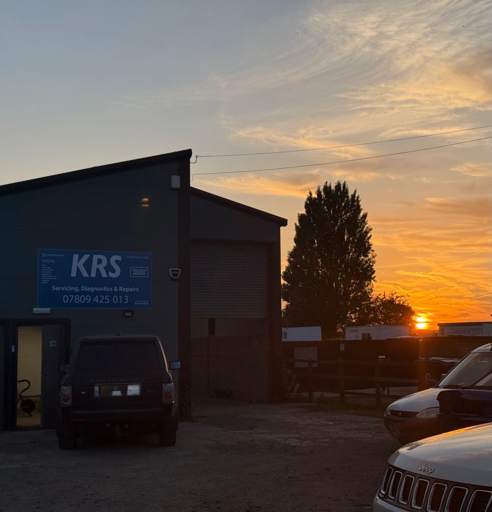 Sun setting behind the KRS garage.