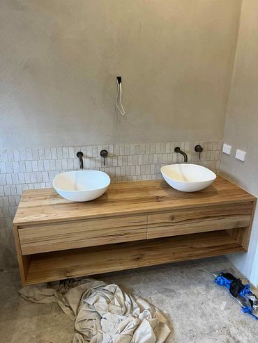 Double sink vanity installed in a new bathroom at The Entrance.