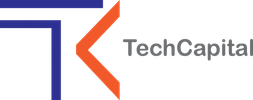 TechCapital logo with blue and orange elements.