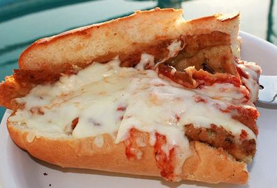 Some places make Eggplant Parmesan with its skin on, but I preferred Eleanor with her clothes off.