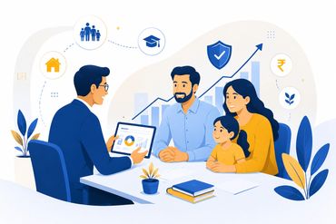 Financial advisor consulting a family.