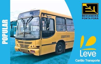 Ônibus amarelo do transporte público de Ponta Porã.