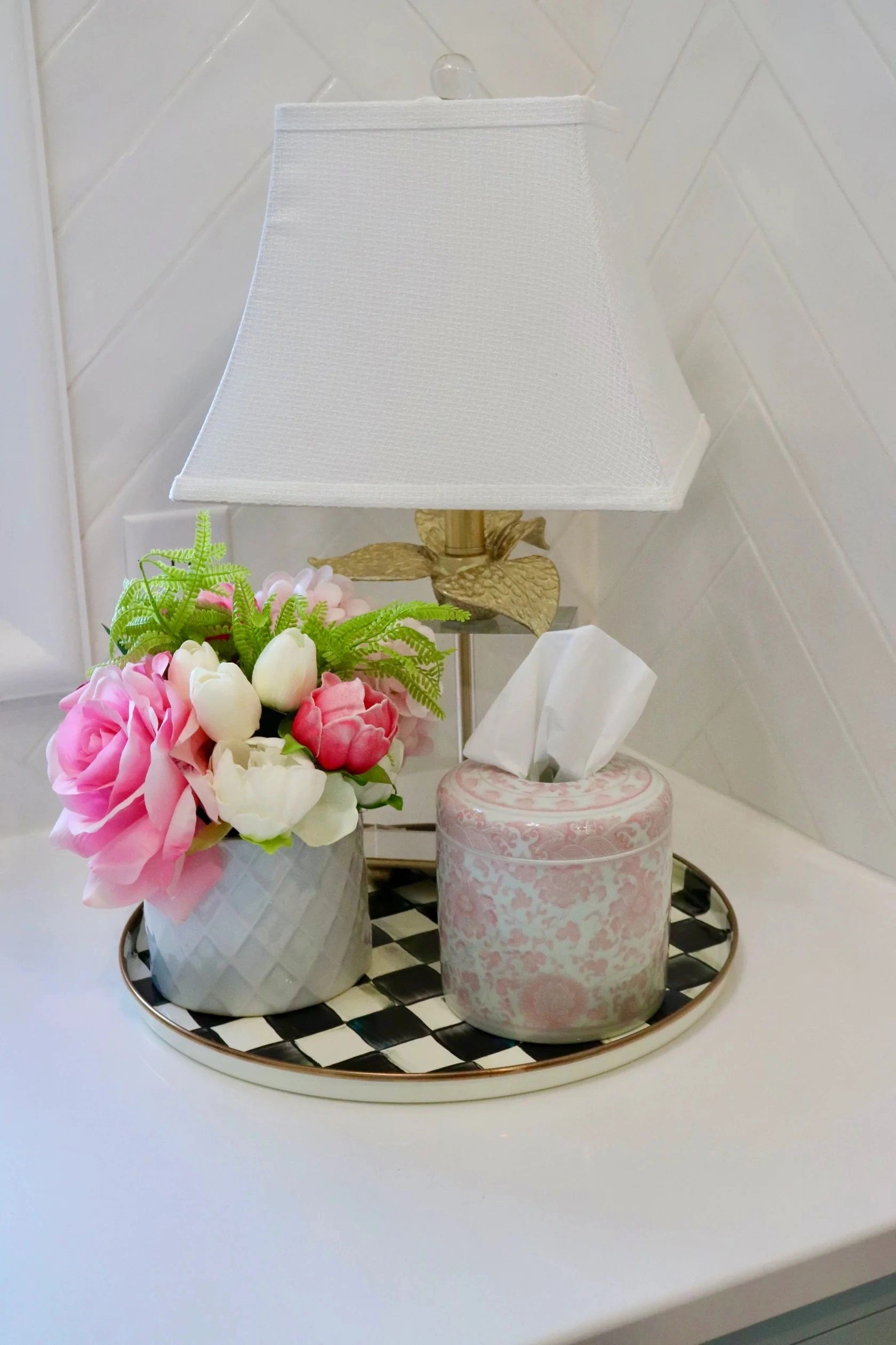 Rosie Pink Floral Tissue Vessel